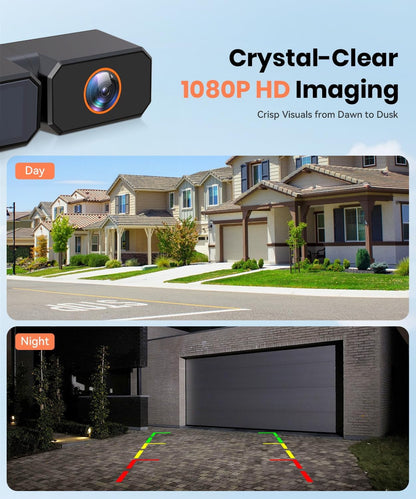 AUTO-VOX 2 Solar Wireless Backup Camera System with Two Cameras (License Plate & Portable): 7.2??1080P HD Dual Channel Monitor, IP69K Waterproof Back up Camera for Truck,RV,Camper,Horse/Boat Trailer