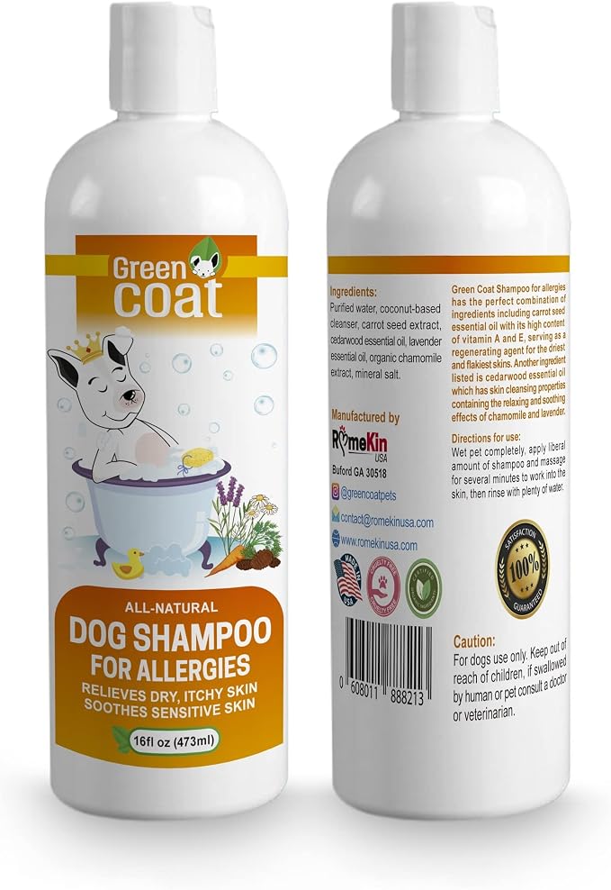 All-Natural Dog Shampoo for Sensitive Skin | Natural and Organic Ingredients | Skin Cleansing Properties, Relieves Dry Itchy Skin | 16fl oz 473 ml.