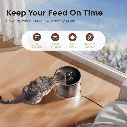 IMIPAW 5G WiFi Automatic Cat Feeder and Water Dispenser, Timed Dry Food Dispenser APP Remote Control, Programmable Portions, with Desiccant, Cat Fountains for Drinking with Filter, Small Pets (Combo)