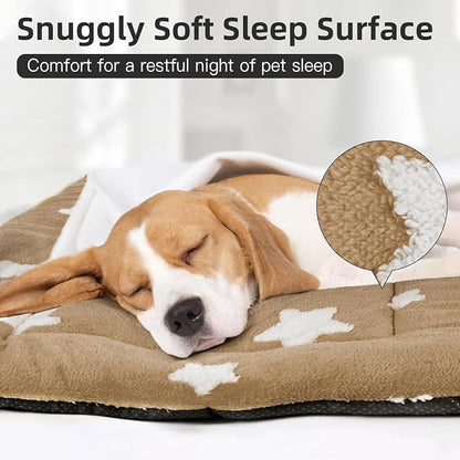 Mora Pets Dog Crate Pad Washable Cat Dog Bed for Crate Flat Pet Kennel Mat | Soft Dog Cat Bed Mat, Puppy Crate Pad for Dog Cage Cozy Sleeping Liner, Cute Pet Pillow Cushion Anti Slip Small Brown 24 x 18