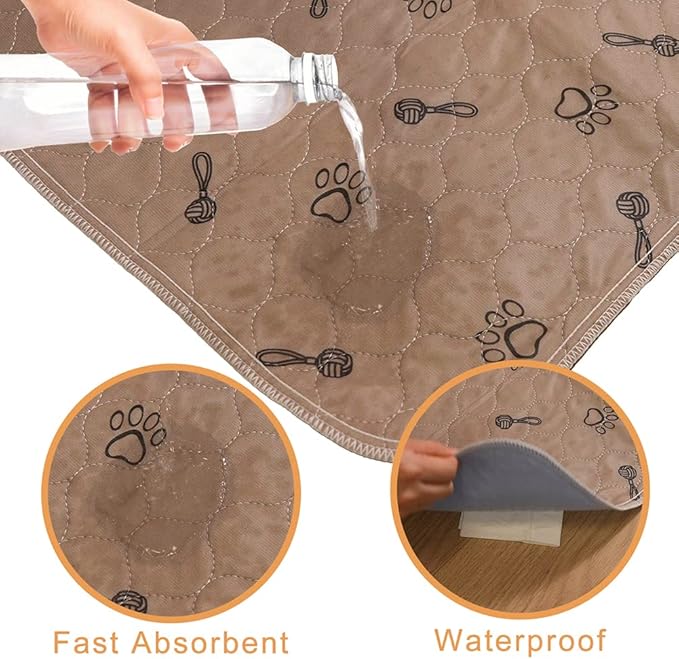 Peepeego 2Pack Pee Pads for Dogs Reusable+Free Dog Comb, Waterproof Rug 36"x72", Absorbent Puppy Pads Washable, Non Slip Protector for Bed Couch Floor