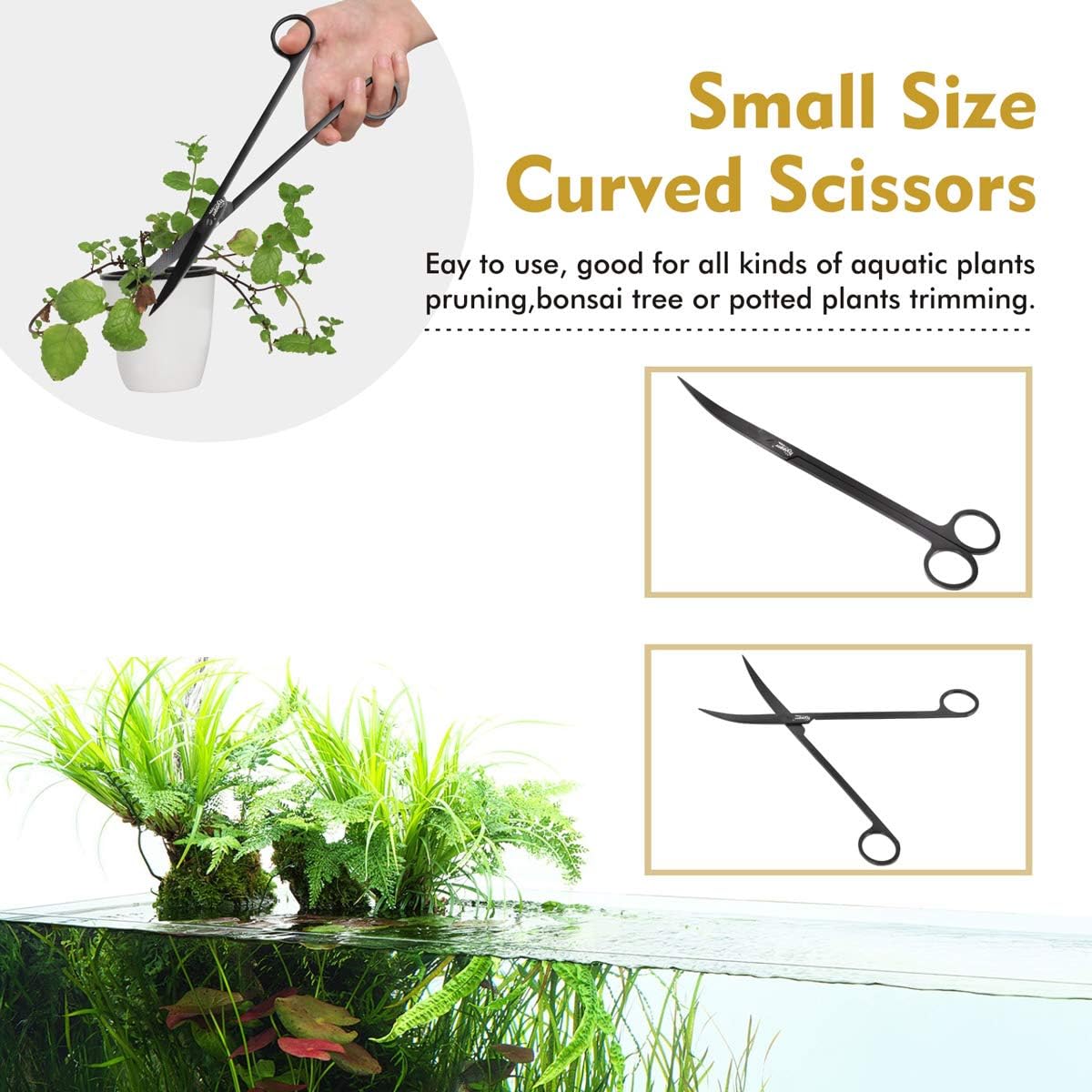 hygger Long Stainless Steel Premium Aquarium Tools, 4 PCS Aquatic Plant Tweezers Scissors Spatula Kits Comes with 1 Cleaning Cloth, for Fish Tank Starters