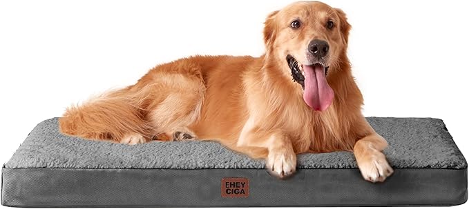 EHEYCIGA Orthopedic XL Dog Beds for Extra Large Dogs with Removable Washable Cover for Crate, Grey, 41x27