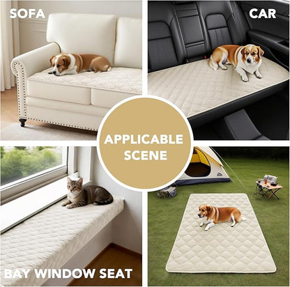 H.VERSAILTEX Chenille Couch Cover for Dogs Washable Soft Fuzzy Extra Large Sofa Slipcovers Sectional Sofa Cover Thick Pet Couch Cover Protector Non-Slip Dog Bed Cover(Ivory, 28" x 134")