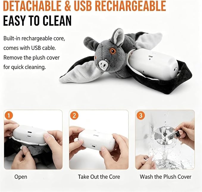 Flying Bat Dog Toy, 2026 New Flying Bat Toy for Dogs, Flapping Wings Interactive Pet Toy with Chirping Engages Cats and Dogs, Detachable USB Rechargeable, Hanging and Ground Play ，Chick：2PCS