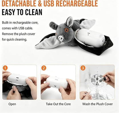 Flying Bat Dog Toy, 2026 New Flying Bat Toy for Dogs, Flapping Wings Interactive Pet Toy with Chirping Engages Cats and Dogs, Detachable USB Rechargeable, Hanging and Ground Play ，Chick：2PCS