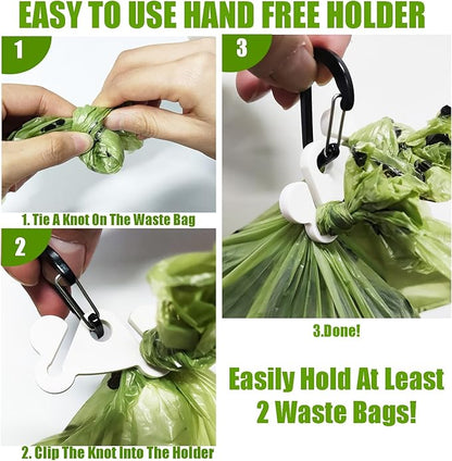 2Packs Dog Waste Bag Dispenser Pet Poop Bags Holder for Doggie Waste Bags Dispensers Soft Fabric Zipper Small Doggy Puppy Pouch for Leash Accessory Attachment with Carrier (Black & Purple)