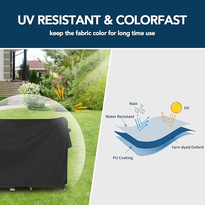 Easy-Going Patio Furniture Set Cover Waterproof Outdoor Square Table Cover with Seal Tape at Seams (49"L x 49"W x 28"H, Black)