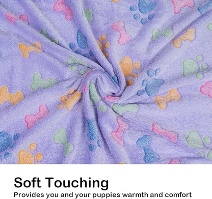 Dono 1 Pack 3 Dog Blankets, Soft Fluffy Fleece Pet Blanket Warm Sleep Mat Paw Print Design Puppy Kitten Throw Blankets Doggy Blanket for Dogs
