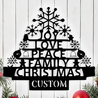 Personalized Christmas Tree Metal Sign, Custom Signs Outdoor Metal Wall Decor, Merry Christmas Tree Signs Wall Decoration for Home Living Room, Bedroom, Office, Garden, Porch