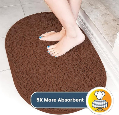 Muddy Mat® Shown on TV – Super Absorbent Microfiber Dog Door Mat for Muddy Paws, Non-Slip Washable Pet Rug, Quick Dry Chenille Entryway Carpet,Machine Washable Indoor Outdoor Mat, Brown Oval 6ft x 9ft