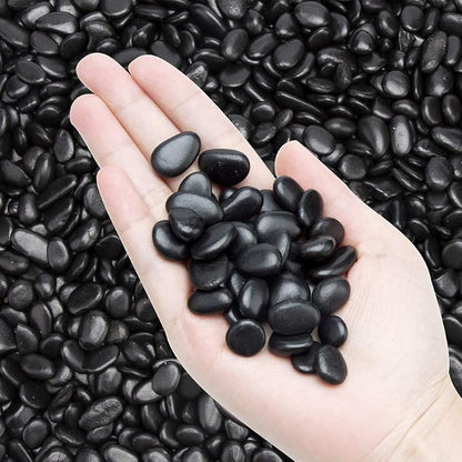 Black Small Decorative Pebbles - Gravel River Rock,Natural Polished Decorative Stones 3/8" Gravel Size,Pebbles Gravel for Bamboo Plants,Succulent,Home Decor,Landscaping,Vase Fillers and More.