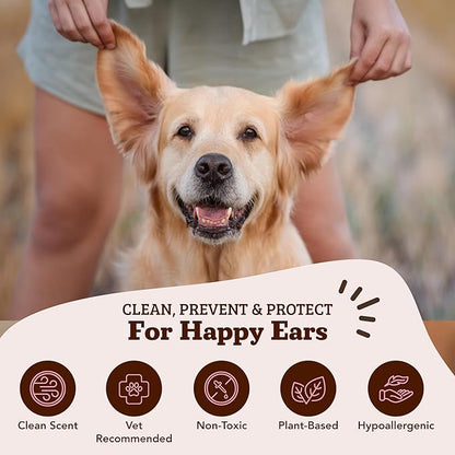 Natural Dog Ear Wipes (50 Ct) Essential Oil Infused Hygenic Dog Ear Cleanser for Dogs, Reduces Odor, Soothing Calendula, Aloe Vera, Witch Hazel, Dog Ear Itch Relief, Vegan