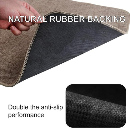Indoor Door Mat, 1/10 in Ultra Thin Door Mat, Non-Slip Natural Rubber Backing Inside Doormat, Washable, Low-Profile Entrayway Mats, Durable Dirt Trapper for Various Entrance, 35''X24'', Khaki