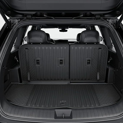 Auxko All Weather Floor Mats Cargo Mat with Backrest Mat for Kia Telluride 7&8 Seats 2020-2025 TPE Liners Accessories Guard Odorless Anti-Slip Floor Liners & Trunk Liner with Back Seat Protectors