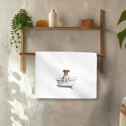 Funny Boxer Dog Hand Towels Set of 2, Cute Puppy Pet Decor for Bathroom, Gifts for Boxer Dog Owners Lovers, Funny Pet Lovers Gifts Toilet Hand Towels for Bathroom Washroom, 16x24In