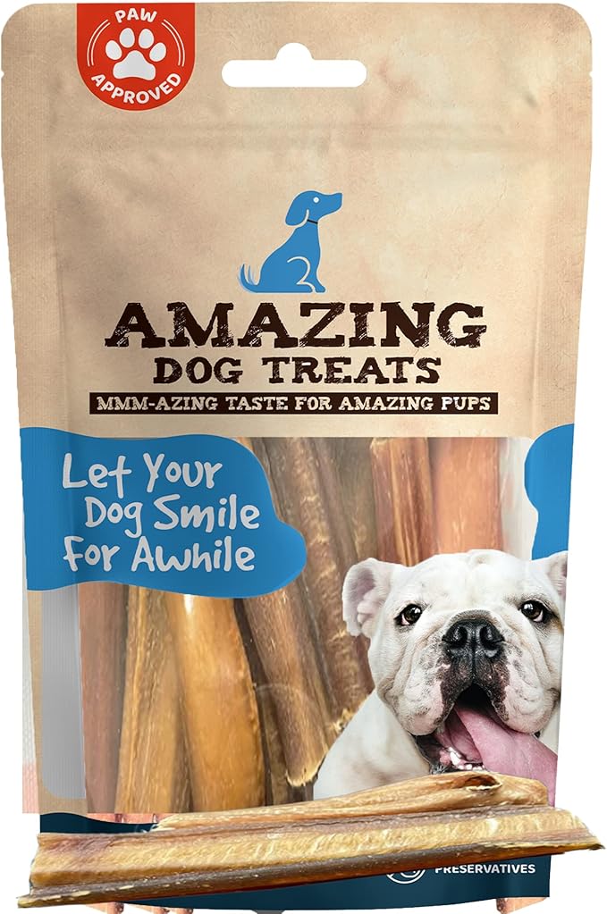 Amazing Dog Treats - Bully Sticks for Small Dogs (3-4 Inch - 16 oz)- Premium Thin Steer Bully Sticks for Dogs - Best Bully Stick Dog Chews - Bully Bones for Puppies and Small Breeds
