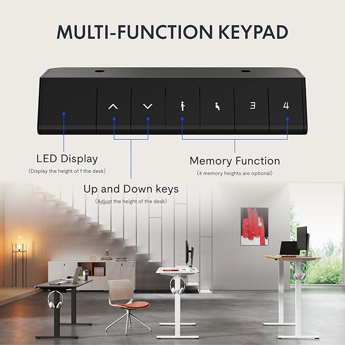 FLEXISPOT Standing Desk Electric Height Adjustable Desk with 48 x 24 Inches Splice Board, Ergonomic Memory Controller, Black Top + Black Frame