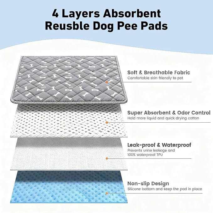 Puppy Pads with Pheromones,Washable Puppy Pee Pads for Dogs,Reusable Puppy Pads Washable for Dogs & Cats, Washable,Durable Leak-Proof & Anti-Slip Pet Training Pads for Home & Trave(Brown-1+Brown-2,M)