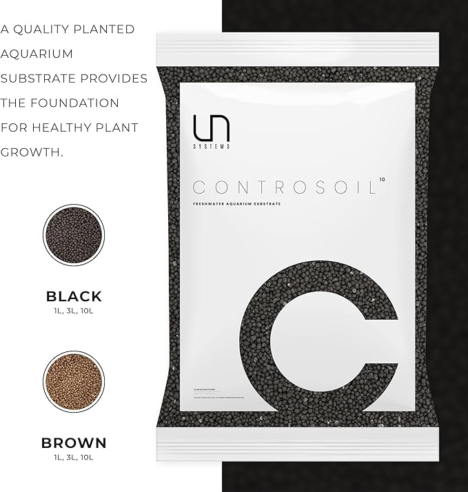 Ultum Nature Systems Controsoil - Freshwater Aqua Soil Substrate for Fish, Shrimp, Live Plant Propagation and Aquascaping - 6.8pH Low Ammonia, Volcanic Ash - Black, Fine (10 Liter)