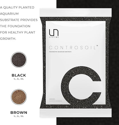Ultum Nature Systems Controsoil - Freshwater Aqua Soil Substrate for Fish, Shrimp, Live Plant Propagation and Aquascaping - 6.8pH Low Ammonia, Volcanic Ash - Black, Fine (10 Liter)