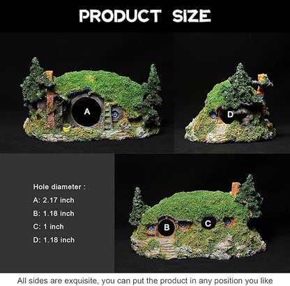Hobbit Fish Tank Decorations Reptile House Hidden Hole Landscaping for Aquarium and Reptiles Decorations Mini Garden Decorating Two Sizes (L)
