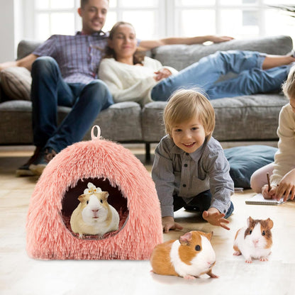 YUEPET Guinea Pig Bed Plush Calming Hideout, Warm Rabbit Hide for Hamsters Hedgehogs Ferrets Dwarf Rabbits and Other Small Animals(Pink)
