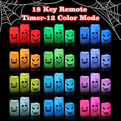 GenSwin Flameless LED Pillar Candles - Battery Operated, 12 Color Changing, Remote Timer, Perfect for Halloween, Fall Decor (3 x 4 x 5')