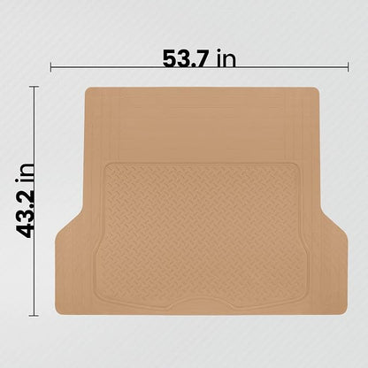 BDK Heavy Duty Rubber Cargo Mat Liner - All-Weather Trunk Protection, Trim-to-Fit Design for Cars, SUVs, Vans & Trucks - Non-Slip, Waterproof, Durable Cargo Floor Liner - 46" x 56.75" x 0.25" - Beige