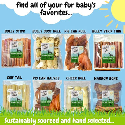 BULLYSTICKS & MORE 10-12" Beef Cheek Rolls for Dogs (Bully Bites Dusted - 3 Count) - Beef Cheek Bones for Dogs - Dog Parents Choice - Premium No Hide Rolls