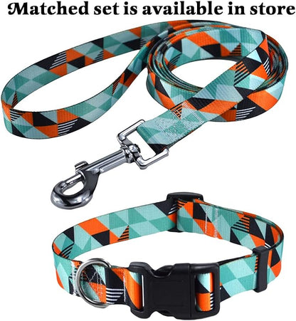 Dog Collar with Bohemia Floral Tribal Geometric Patterns - Soft Ethnic Style Collar Adjustable for Small Medium Large Dogs (Geometry,XS)
