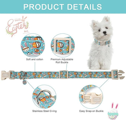 Unique style paws Easter Dog Collar Plastic Buckle Puppy Collar with Pendant Blue Sports Rabbit Ball Egg Puppy Collars for Small Medium Large Boys Girls Dogs