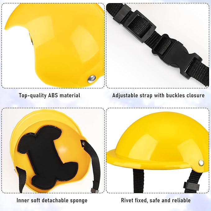 Frienda Dog Helmet and Goggles, UV Protection Doggy Sunglasses and 4 Inch Padded Puppy Motorcycle Helmet Adorable Dog Goggles with Adjustable Belt for Small Dogs Puppy Riding(Yellow,M)