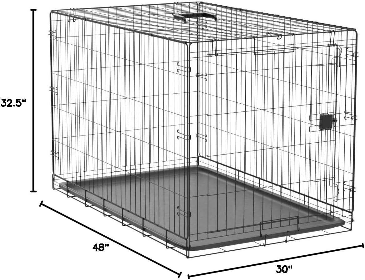 Amazon Basics Durable, Foldable Metal Wire Dog Crate with Tray, Single Door, 48 x 30 x 32.5 in, Black