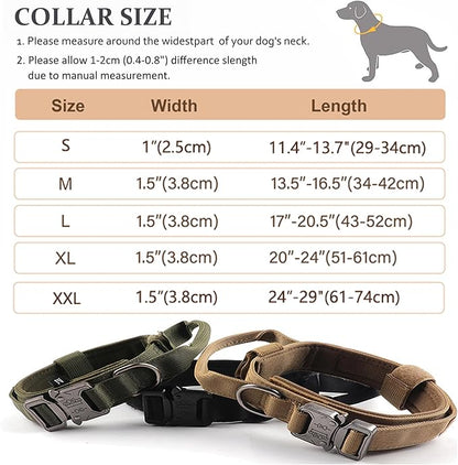 Tactical Dog Collar, Adjustable Military Training Nylon Dog Collar with Control Handle and Heavy Quick-Release Metal Buckle for Small Medium Large Dogs, Red S
