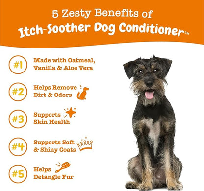 Dog Conditioner with Oatmeal, Aloe Vera & Shea Butter - Natural Grooming Pet Wash for Skin & Coat - Anti Itch Formula - Vanilla Bean Scent - 16 OZ