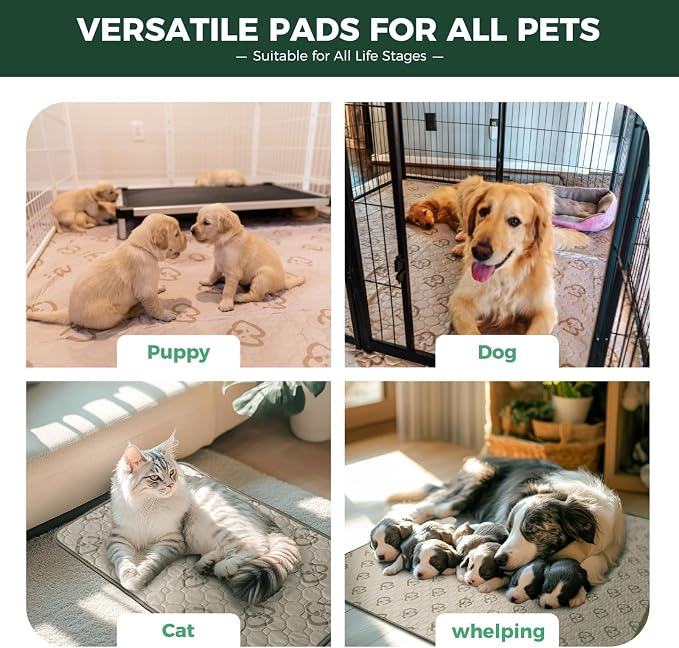 FXW Washable Pee Pads for Dogs, Puppy Pads with Super Absorbent, Specifically Designed for 42inch Cages, 27" x 41", 2 Packs