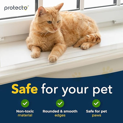 PROTECTO 2Pack Window Sill Protector from Dogs - 29.5x2.25 Clear Window Guards from Cats Scratching, Chewing & Clawing - Keep Your Sills Smooth & Paws Safe - Ultra Strong Window Sill Cover Protection