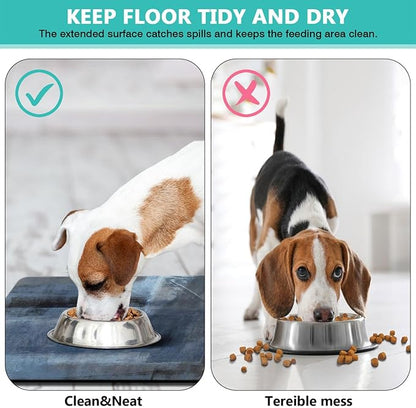Dog Food Mats for Floors Absorbent, Cat Food Mat - Pet Cat Feeding Mat Quick Dry, Dog Bowl Mats for Water, Pet Supplies Feeding Placemat 16" x 24" Tie-Dye Dark Blue