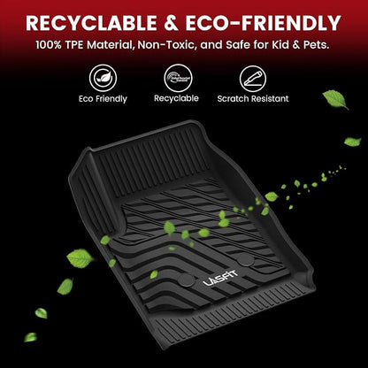 LASFIT Floor Mats for Chevrolet Chevy Colorado/GMC Canyon Crew Cab 2023 2024 2025 2026 (Fit Carpet Floor), All Weather TPE Custom Fit Floor Mats for Cars, 1st and 2nd Row Car Floor Mats Full Set