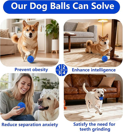 Interactive Dog Ball, Automatic Moving Interactive Dog Toys, Wicked Balls, E-TPU Vibrating Dogs Ball for Medium and Large Dogs, IP54 Waterproof, USB Rechargeable (Blue)