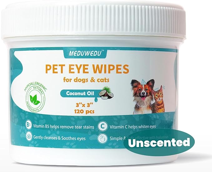Eyes Wipes for Dogs & Cats 120 Counts, Grooming Kit Care for Dogs and Cats, Prevent Tear Stains, Eye Debris, Discharge, Mucus Secretions,Unscented