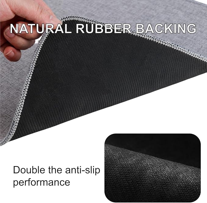 Indoor Door Mat, 1/10 in Ultra Thin Door Mat, Non-Slip Natural Rubber Backing Inside Doormat, Washable, Low-Profile Entrayway Mats, Durable Dirt Trapper for Various Entrance, 47''X24'', Grey