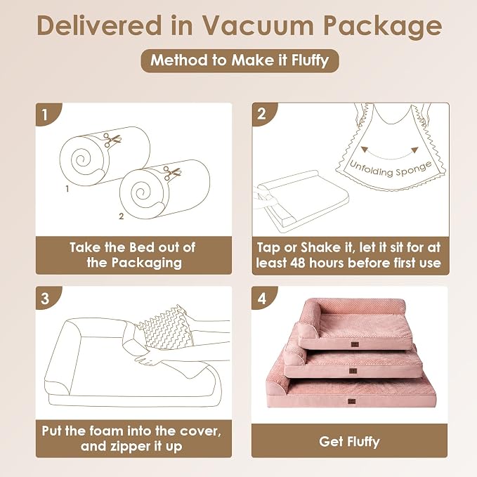 EHEYCIGA Memory Foam Dog Bed Large Size Dogs, Orthopedic Dog Bed Large with Washable Removable Cover, Waterproof Pet Sofa Couch with Nonskid Bottom, 36x27x6, Pink | Washable Removable Cover, Waterproof Flat Pet Sofa Couch with Nonskid Bottom, 36x27x6