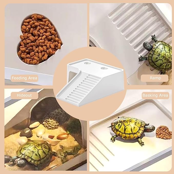 Turtle Tank Starter Kit, Upgraded Aquarium Fish Tank Kit with Filter,Fish Net, Reptile Habitat with Adjustable UV Lamp & Lid,Bask Platform for Crabs,Amphibians,Reptiles.(15.4" * 8.5" * 8.35")