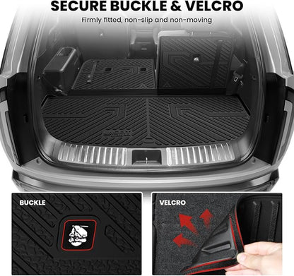 LASFIT Cargo Mat & Backrest Mats for Kia Telluride 2027 (Only Fit Gas, Not Fit Hybrid), All Weather TPE Custom Fit Cargo Liner Trunk Mats & Seatback Mats Accessories for Kia Telluride 2027, Black