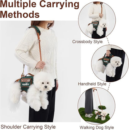 Wakytu Dog Lift Harness Dog Carrier Sling for Small Dogs & Cats,XS | stylish puppy sling carrier with handle & pocket,adjustable leash,walking & travel