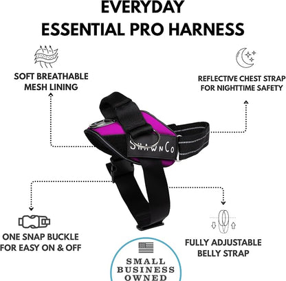 ShawnCo Essential Pro Dog Harness, No-Pull Pet Vest with 3 Leash Clips and Removable, Reflective Side Patches, Adjustable and Padded Harness for Small, Medium and Large Dogs (Orchid, XL)