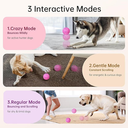 Interactive Dog Toys Dog Ball,Durable Motion Activated Automatic Rolling Toys for Medium/Large Dogs,Automatic Moving, Bouncing,and Rotating,E-TPU Material, IP54 Waterproof (Pink)