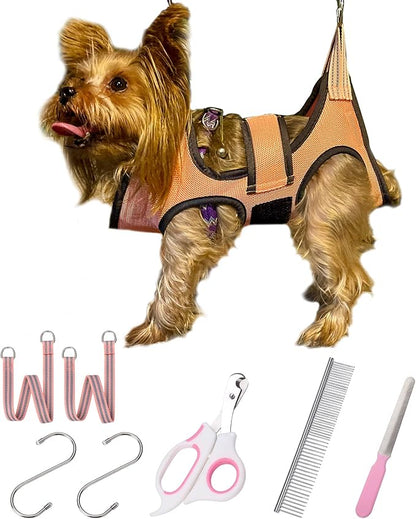 Dog Grooming Hammock,XXS Pet Grooming Harness for Extra Small Dogs,Hanging Harness for Nail Trimming,Dog Nail Hammock,Grooming Sling Holder with Wide Strap on Pet Restraint Bag